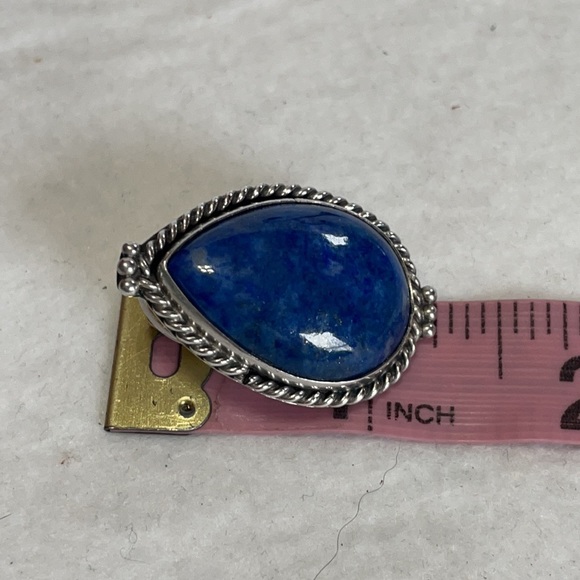 Sterling and Lapis Lazurite oval earrings signed SS. 1.25” - Picture 6 of 8